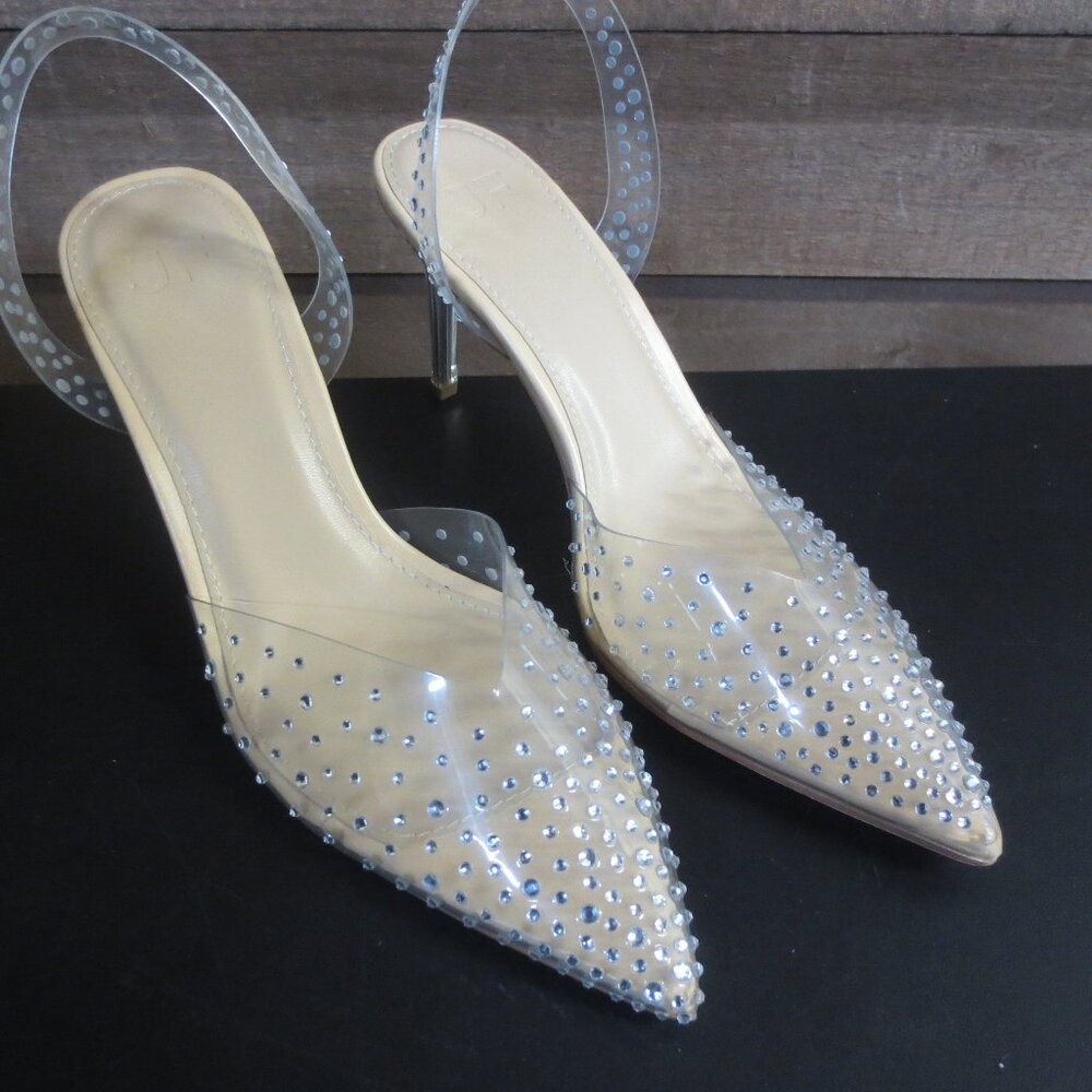 JUSTFAB WOMEN'S EMMA CLEAR EMBELLISHED PUMPS - US 7.5